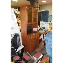VINTAGE WOOD CABINET ON WHEELS