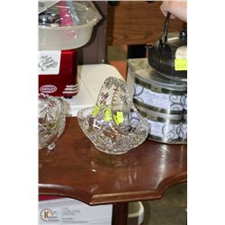 ESTATE PINWHEEL CRYSTAL HANDLED CANDY DISH