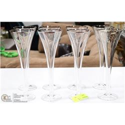 SET OF 8 SILVER TRIM STEMMED GLASSES