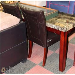 FAUX MARBLE TABLE WITH 4 LEATHERETTE SIDECHAIRS
