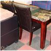 Image 1 : FAUX MARBLE TABLE WITH 4 LEATHERETTE SIDECHAIRS