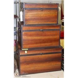 3PC STACKING WOOD STYLE CHESTS