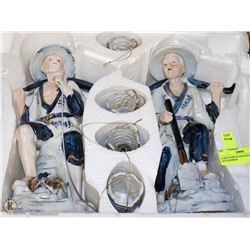LARGE PORCELAIN FIGURINES WITH ACCESSORIES