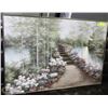 Image 1 : "SERENITY" FRAMED FLORAL LAKE SCENE PICTURE
