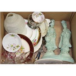 FLAT OF MISC INCL OLD ENGLISH PLATES AND LARGE