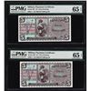 Image 1 : (2) Consecutive $5 Military Payment Certificates Series 661 PMG Gem Unc 65EPQ