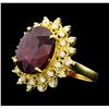 Image 2 : 14KT Yellow Gold 11.98ctw Ruby and Diamond Ring