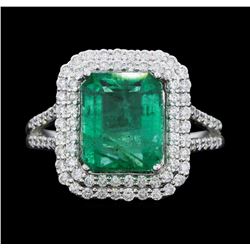 Platinum 4.29ct Emerald and Diamond Ring