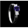 Image 4 : 14KT White Gold 0.85ct. Natural Blue Sapphire and Diamond Ring