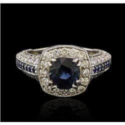 14KT White Gold 2.92ct Blue Sapphire and Diamond Ring