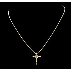 10KT & 14KT Yellow Gold 0.10ctw Diamond Cross Pendant with Chain