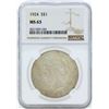Image 1 : 1924 $1 Peace Silver Dollar Coin NGC MS63