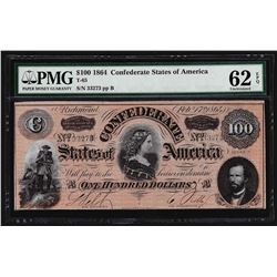 1864 $100 Confederate States of America Note PMG Uncirculated 62EPQ