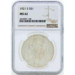 1921-S $1 Morgan Silver Dollar Coin NGC MS62