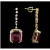 Image 2 : 14KT Yellow Gold 13.94ctw Ruby and Diamond Earrings