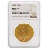 Image 1 : 1922 $20 St. Gaudens Double Eagle Gold Coin NGC MS63+