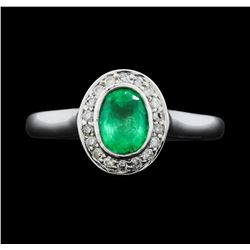 14KT White Gold 0.85ct Emerald and Diamond Ring