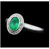 Image 2 : 14KT White Gold 0.85ct Emerald and Diamond Ring