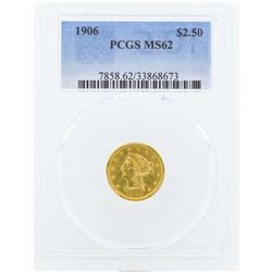 1906 $2 1/2 Liberty Head Quarter Eagle Gold Coin PCGS MS62