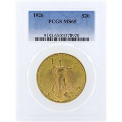 1926 $20 St. Gaudens Double Eagle Gold Coin PCGS MS65