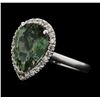 Image 2 : 14KT White Gold 3.51ct Green Tourmaline and Diamond Ring