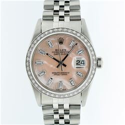 Rolex Mens Stainless Steel 1.00ctw Diamond Datejust Wristwatch