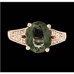 14KT Rose Gold 2.97ct Green Tourmaline and Diamond Ring