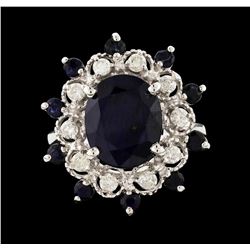 14KT White Gold 6.61ctw Sapphire and Diamond Ring