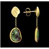 Image 2 : 14KT Yellow Gold Faceted Multi-Color Quartz Earrings