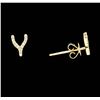 Image 2 : 14KT Yellow Gold Ladies 0.10ctw Diamond Wishbone Stud Earrings