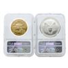 Image 2 : 1996 $50 American Gold Eagle & 1996 $1 American Silver Eagle Coins NGC MS69