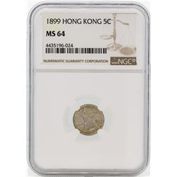 1899 Hong Kong 5 Cents Silver Coin NGC MS64