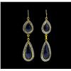 Image 1 : SILVER 26.84ctw Sapphire and Diamond Earrings
