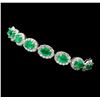 Image 2 : 14KT White Gold 10.63ctw Emerald and Diamond Bracelet