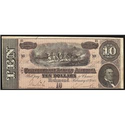 1864 $10 The Confederate States of America Note