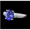 Image 2 : 14KT White Gold 2.30ct GIA Certified Tanzanite and Diamond Ring