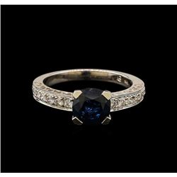 14KT White Gold 2.12ct Blue Sapphire and Diamond Ring