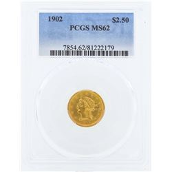 1902 $2 1/2 Liberty Head Quarter Eagle Gold Coin PCGS MS62