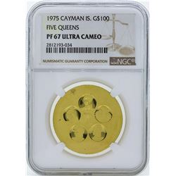 1975 $100 Cayman Islands Five Queens Gold Coin NGC PF67 Ultra Cameo