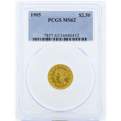 1905 $2 1/2 Liberty Head Quarter Eagle Gold Coin PCGS MS62