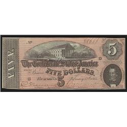 1864 $5 The Confederate States of America Note