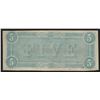 Image 2 : 1864 $5 The Confederate States of America Note