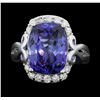 Image 1 : Platinum 8.95ct GIA Certified Tanzanite and Diamond Ring