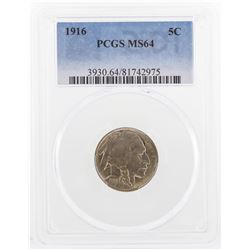 1916 Buffalo Nickel Coin PCGS MS64