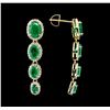 Image 2 : 14KT Yellow Gold 5.08ctw Emerald and Diamond Earrings
