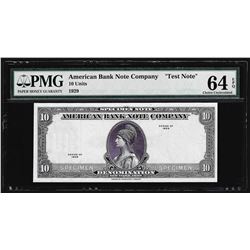 1929 American Bank Note Company Test Note 10 Units PMG 64EPQ