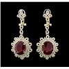 Image 1 : 14KT Yellow Gold 15.16ctw Ruby and Diamond Earrings