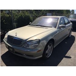 2001 MERCEDES S600, 4 DOOR SEDAN, GREY, VIN # WDBNG78J91A183657