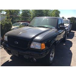2001 FORD RANGER EDGE 2 DR PU, BLACK, VIN # 1FTYR14U31TA82513