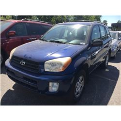 2003 TOYOTA RAV4, 4 DOOR SUV, BLUE VIN # JTEHH20V936077157